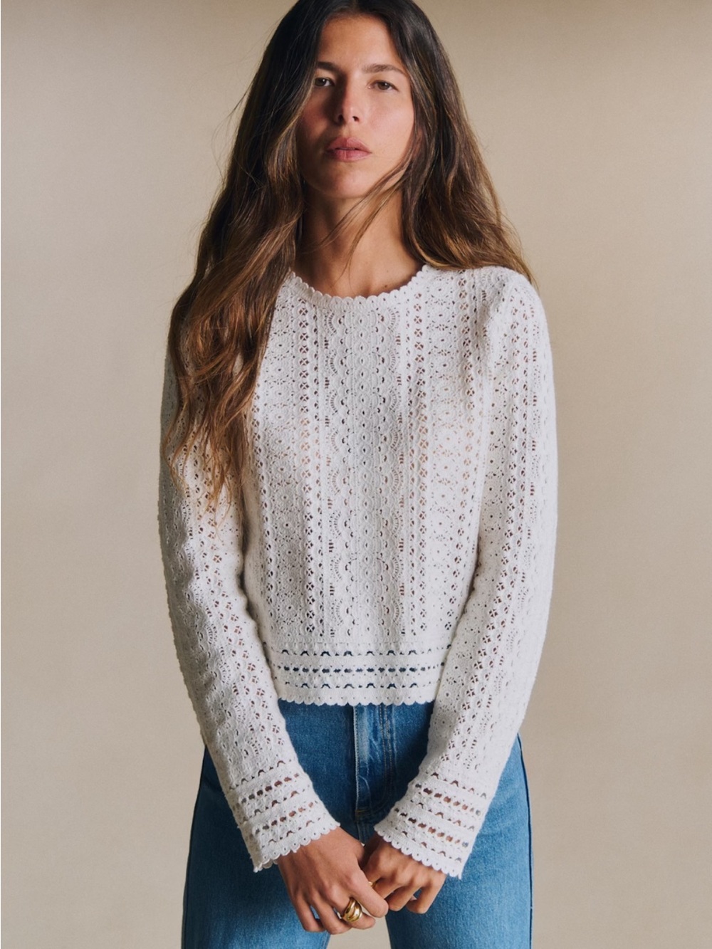 Sezane Noémie Sweater Ecru - Size M - Picture 2 of 13